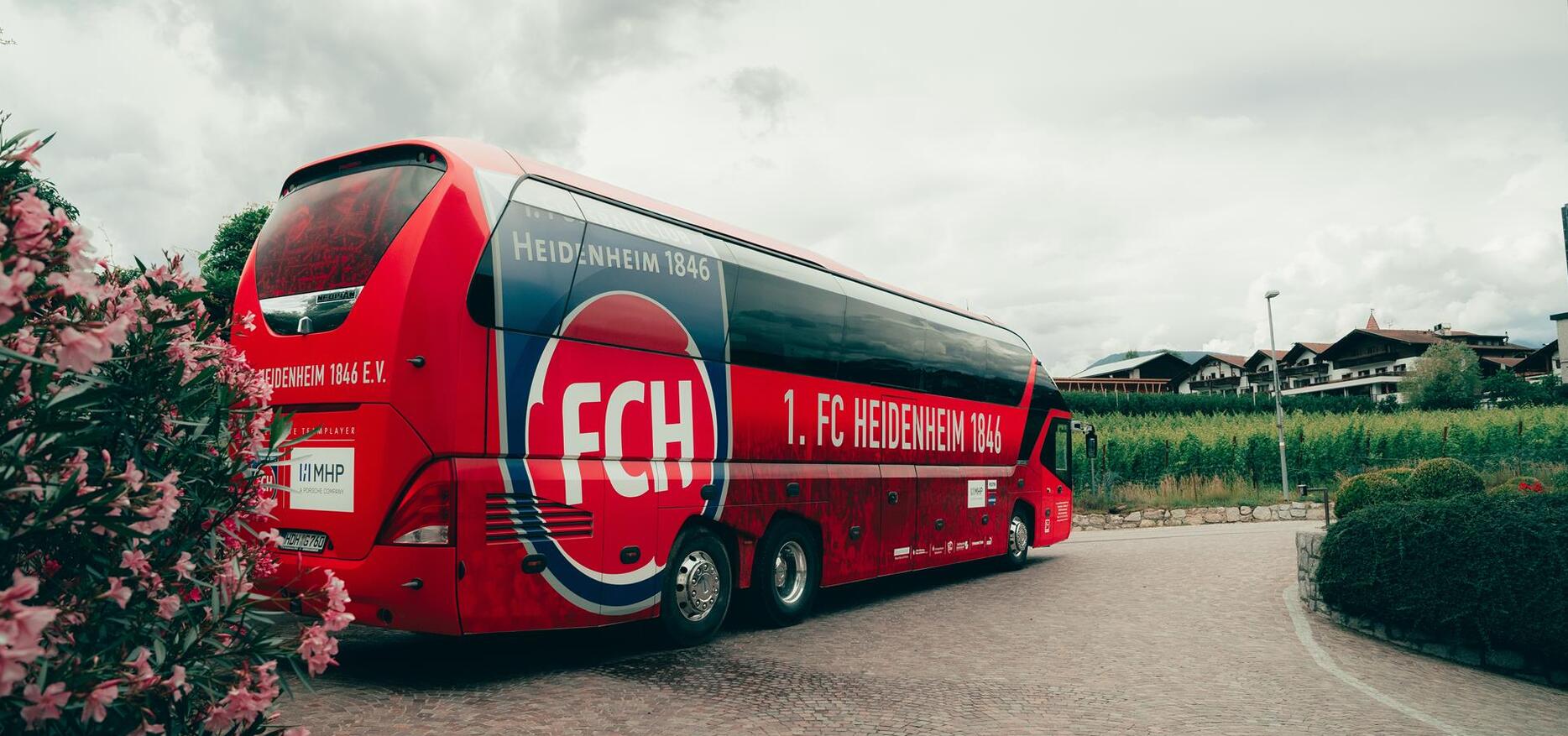 Team bus of 1. FC Heidenheim