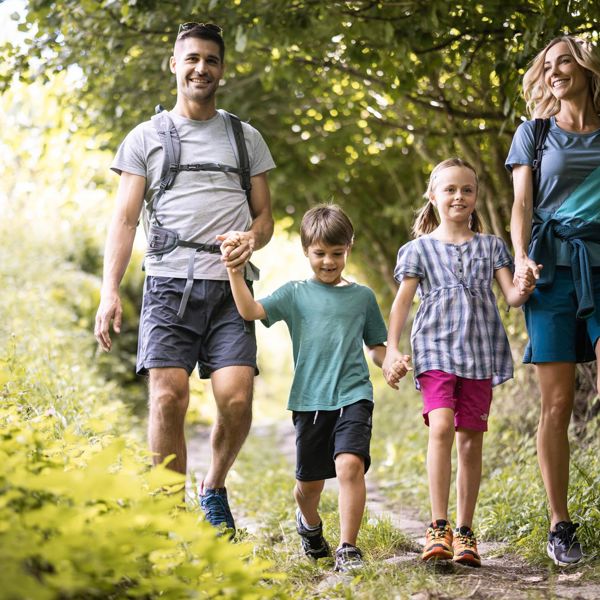 A family is hiking in Natz